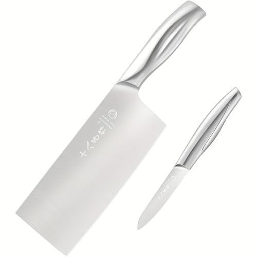 SHI BA ZI ZUO Mannaia Cinese,Coltello da Cucina (Argento-YZH001)