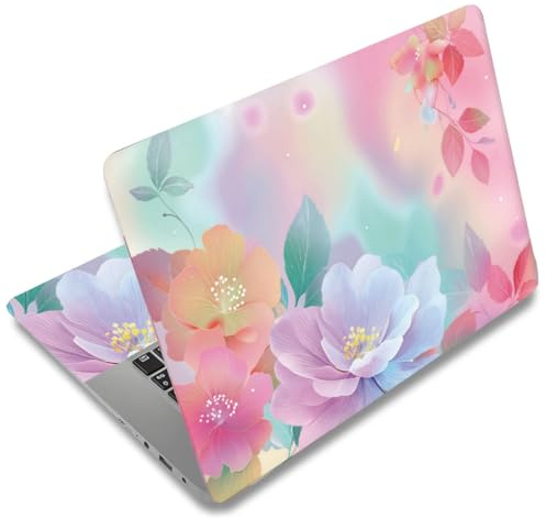 SUPERDANT 3 Pezzi Colorati Fioriti Pelle per Laptop 38x27 cm Rimovibile Adesivo in PVC per Laptop 15.6 Pollici Ritagliabile Adesivo per Notebook Copertura Riutilizzabile per Notebook 12 13 14 15 15.6