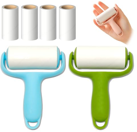 FOSDICK Mini Rodillo Quitapelos Mascotas con 6 Rollos y 2 Mangos, Portátil Rodillo Quitapelusas, Pequeño Lint Roller, Rollo Quitapelusas para Ropa, Sofá, Cama, Quita Pelos Mascota de Perro Gato Polvo