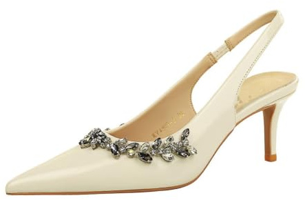 YGJKLIS Femmes Scintillantes Talons Hauts 6.5cm pointé Orteil Stiletto Pompes (Beige,38)
