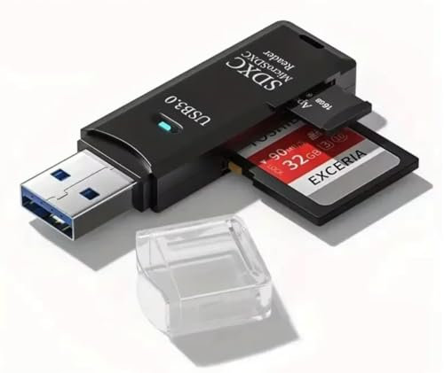 USB 3.0 SD Card Reader - For SDXC, SDHC, SD, MMC, RS-MMC, Micro SDXC, Micro SDHC - External Memory Card Adapter - Compatible with Sony, Panasonic, Canon, Samsung, Nikon more - For Windows and Mac
