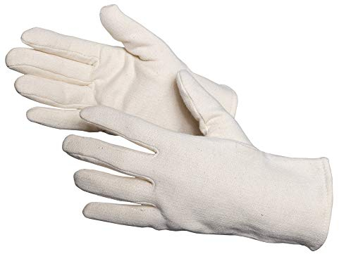 JAH Jerseyhandschuh natur mit Strickbund (innen flauschig) – weich & atmungsaktiv – für Lebensmittelhandling, Verpackung & Service