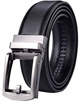 Battnot Herren Gürtel Ledergürtel Ratsche Automatik Schnalle Metall Hypoallergenic Zweilagiges Rindsleder stufenlos verstellbarer mit Eisenschnalle, Belt für Männer Länge 110 cm, Breite ca. 3,5 cm