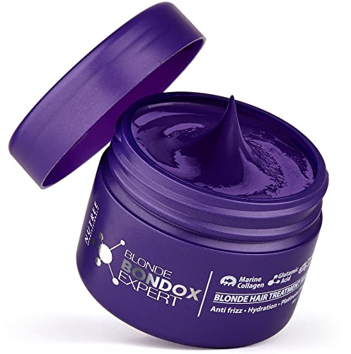 Haar Blonde Brasilien Profi Lila-Wärmemaske - Shea- Mandel- und Olivenöl - repariert die Elastizität und Flexibilität der Haare, macht sie weich, spendet Feuchtigkeit und fügt Glanz hinzu, 80 g