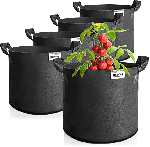 com-four® 5X Saco de Plantas 60 L para Patatas - tarrina de Tomate con Asas - Bolsa de Plantas - Macetero de Tomates (60 L - 5 Piezas)