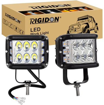 RIGIDON 2 Pcs 10 cm 4 Pouces 60W Stroboscopique Cube Barre LED, 12V 24V Phare de Travail, projecteurs lumière Spotlight Feux pour Offroad Voiture camions 4x4 Tracteur