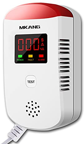 MKANG Rilevatore di perdite di gas GPL/naturale/metano/propano/butano/combustibile plug-in domestico con allarme vocale italiano e display di concentrazione di gas