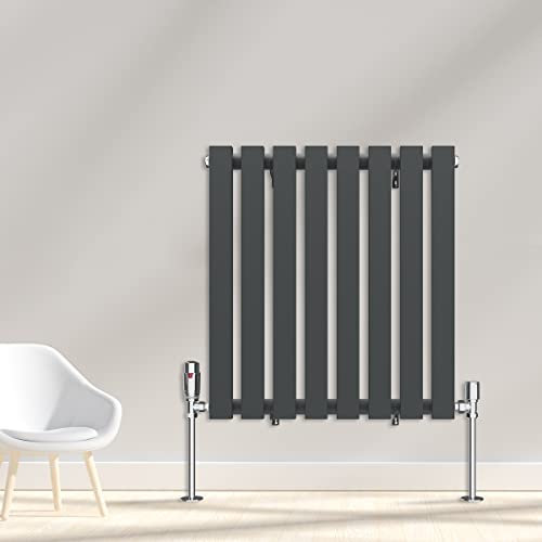 Warmehaus 600 x 550mm Grey Anthracite Horizontal Designer Radiator Single Rectangular Panel Modern Central Heating