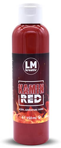 LM-Kreativ Acrylfarbe 150 ml - Kamin Red - Hochdeckende Acryl-Farbe, die perfekt für Künstler und Hobbymaler geeignet ist. Bestens geeignet als Holzfarbe oder zum Bemalen von Papier & Leinwand