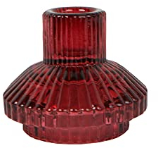 Talking Tables Candelabro de Vidrio Burdeos | Soporte pequeño Acanalado para Velas de Cena, decoración del hogar, Accesorios, Decoraciones de Mesa, Cena en Interiores o Exteriores, cumpleaños, Boda