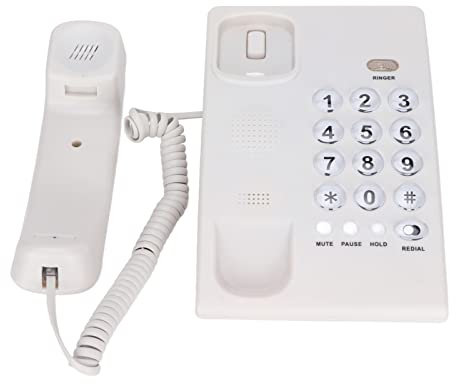 Telefono con Filo da Tavolo Telefono Fisso con Pulsanti Grandi Telefono Cablato Ad Alto Volume per Home Office Hotel (Bianco)