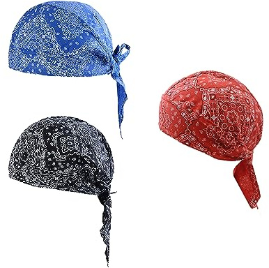 TAFACE 3-pack sportbandanas, andningsbara snanamössor, tryckta mönster bandanas, justerbara bandana bandanas, lämplig för sport, cykling, gym (svart, blå, röd), svart, blå, röd, #N/A