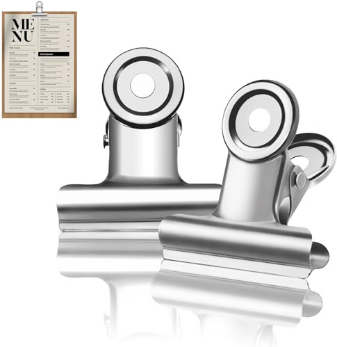 HXJDAM Lot de 50 petits clips Bulldog - En métal - Pour étiquettes, sacs, magasins, artisanat, dessins, photos - Argenté - 22 mm