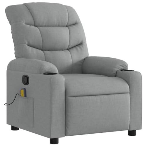 KOIECETA Massagesessel Sessel Verstellbare Rückenlehne Fußteil Fernsehsessel Relaxsessel mit Liegefunktion Liegesessel Polstersessel Ruhesessel Stoff (Hellgrau)