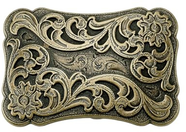 PH PandaHall Belt Buckle, Western Cowboy Belt Buckle Belts Fastener Engraved Floral Buckles Square Belts Buckles Fits 1.6 inch Strap for Men Women Jeans Leather Strap Wedding, Antique Bronze