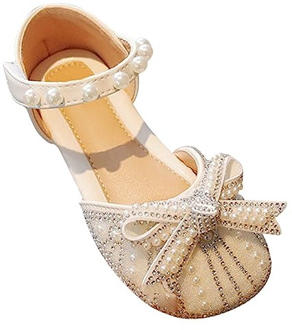 OBiQuzz Super Fit Sandal Cute Bow Mary Jane Shoes Ballerina with Satin Ankle Band for Wedding Birthday Sandals 31, White, 1 UK