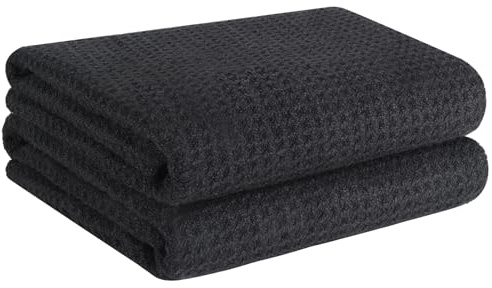 VIVOTE Microfaser Geschirrtücher 40 x 70cm, Schwarz Küchentücher, Ultraweiches und Saugfähiges Premium-Geschirrtuch, Langlebige Fusselfreie Reinigungstücher 2 Stück