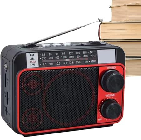 Radio Solaire | Lecteur Audio avec Radio Météo AM/FM et Panneau Solaire | Accessoires Polyvalents et Durables pour Randonnée et Survie en Extérieur