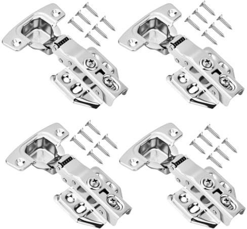 4 Stück Eckanschlag Scharniere 110° mit Soft Close – Hydraulische Dämpfung, 3D-Verstellung, 35 mm Topfdurchmesser für Kleiderschrank & Küchenschrank (Türstärke 15-24 mm)