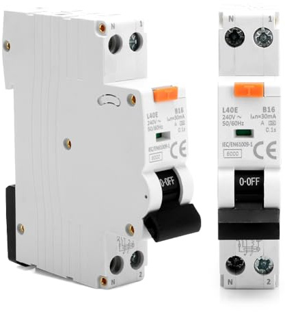 Fi Schutzschalter 16A Fi ls Schalter, 1P+N B16 6kA 30mA Leitungsschutzschalter, RCBO 16Amp Nennstrom RCD Geschützter Leistungsschalter, Fehlerstromschutzschalter, 240V,Typ A,Curve B, DIN Rail Mounting