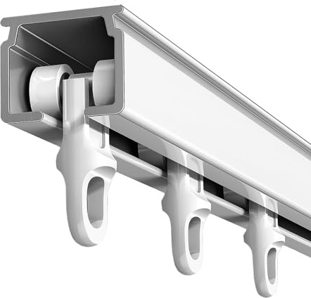 Aluminio Riel De Cortina Doble O Simple Para Dormitorio, Barras Para Cortinas De Ducha, Pista De Cortina Unido Resistente Montaje En Techo/pared, No Requiere Montaje, Fácil Instalación(Single track,2.