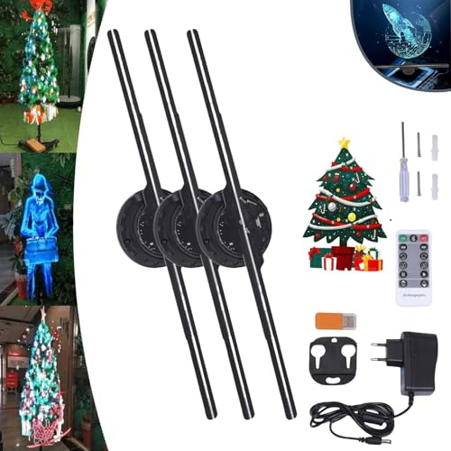 3D-hologram LED-fläkt projektor 3D-fläkt hologram projektor julgran 3D-reklam hologram för butik bar jul halloween fest reklam uppställning evenemang (3 st)