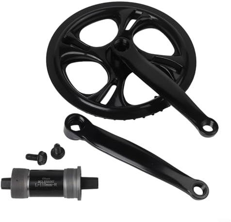 Honseadek Guarnitura pieghevole per bicicletta, 48 denti, 170 mm, manovella con foro quadrato, movimento centrale compatibile con biciclette a velocità singola e a velocità variabile (guarnitura + 110