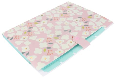 Générique Pochette à Dossiers Multiples en Plastique Motifs Floraux Format A4 12 Compartiments Organiseur de Documents pour Bureau et École Trieur Extensible pour Classement