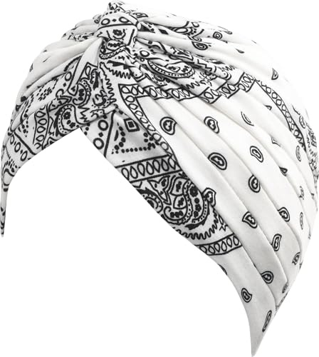 WULIQIUQIU Women's Turban Head Wrap Cancer Chemo Beanies Cap Headwear Cap Bonnet Hair Loss Hat Insect-White