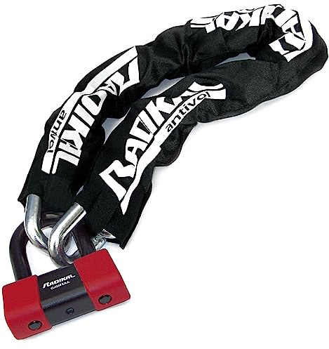RADIKAL RK75100 Cadena Candado Antirrobo Pesado Premium ø15mm + Mini U, Alta Seguridad Homologada SRA, 100cm Completamente Testada +Visible, Antirobo Multifunción para Disco Freno, Anclaje, Parking