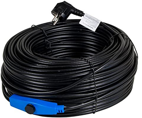 horizont Câble chauffant antigel avec thermostat 48 m, idéal pour conduite d'eau ou comme chauffage des plantes, chauffage de gouttière étanche, chauffage de gouttière, chauffage d'accompagnement de