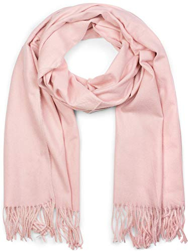 styleBREAKER Unisex Langer Schal einfarbig mit Fransen, Winter Stola Warm Unifarben, Weiches Tuch Viskose 01017104, Farbe:Rose