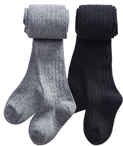 Chung, collant in cotone con piedini per bambine, spessi, invernali, a maglia ai ferri, leggings, 9-11 Years