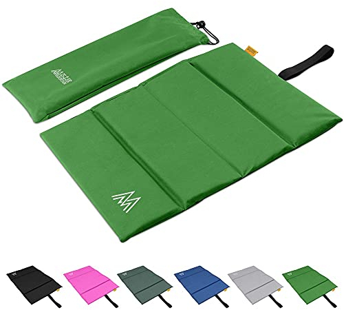 Mister Mountain XL Outdoor Iso-Sitz-Kissen mit Tasche - Sitz-Matte mit Schutz vor Kälte, Nässe, Schmutz, Hitze - Faltbar & Waschbar - Thermokissen Grün