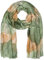 styleBREAKER Damen Schal mit farbigem Ginkgo Leaves Blätter Muster Print und kurzen Fransen, leichtes Tuch, Stola 01016208, Farbe:Grün-Braun