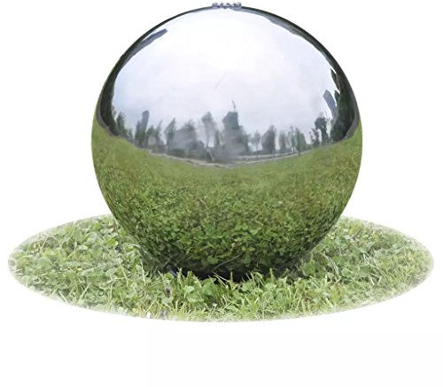 Tidyard Fuente Cascada Esfera con Leds de Jardín Fuente de jardín Acero Inoxidable 30 cm