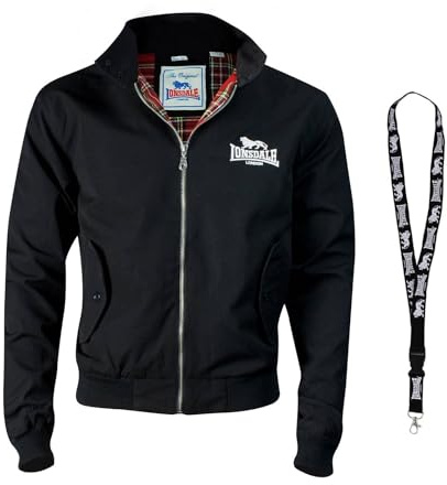 Veste Lonsdale Homme - Bomber - Universitaire - Hiver - Survetement - Fermeture Cordon Limitee, Noir Classique, XXL