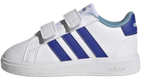 Adidas Unisex Baby Grand Court Lifestyle Hook and Loop Shoes, Cloud White/Lucid Blue/Preloved Blue, 23 EU