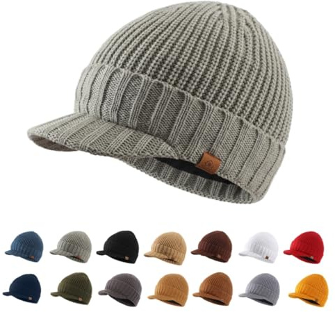 Magracy Gorro de invierno para hombre con visera y ala gruesa, Dusty Green, Talla única