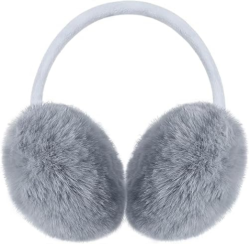 Winter Ear Muffs Adjustable Fluffy Earmuffs Soft Unisex Ear Warmer Cute Winter Ear Warmers Fluffy Headband Outdoor Ear Protector For Adults Girls Women Men Cold Weather Supplies Grey (1pc)