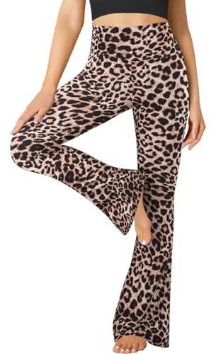 FuelMeFoot Legging évasé pour femme - Taille haute - Opaque - Legging de sport long avec contrôle du ventre - Pantalon de yoga - Pantalon de jogging pour femme - Noir - Pour gym, pilates et