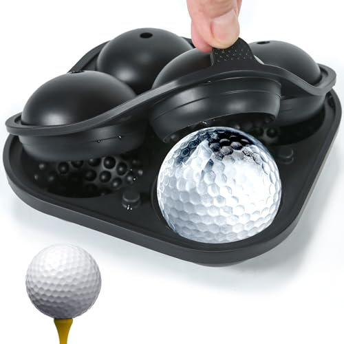 NowMaithis 4 Holes Ice Cubes Silicone 2.5 inch Golf Ice Balls Ice Maker Molds for Whiskey, Cocktails, Beer, Summer Gifts, Party Tray with Funnel, ABC002