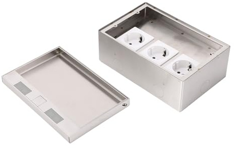 Kit de Caja de Piso Empotrable, Tomacorriente de Acero Inoxidable Resistente a Manipulaciones de 16A con 3 Tomacorrientes de la UE, Caja de Toma Eléctrica de Piso Impermeable