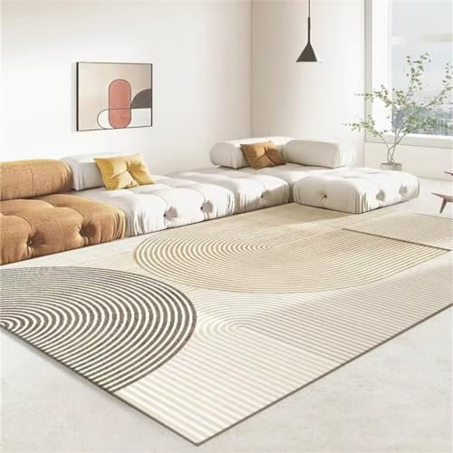 RUGMRZ Teppich Reinigen 180x280CM schmutzabweisender Teppich Teppich Wohnzimmer waschbar grau Weicher und bequemer Teppich mit französischem Streifendesign