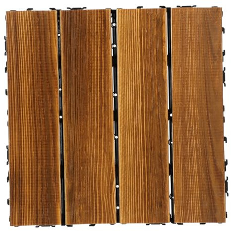 HOMOCONO Deck Tile for Outdoor Use Wood Patio Floor Tile Interlocking Wooden Flooring Anticorrosive