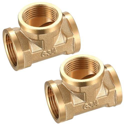 2 Stk 3/4 Zoll T Stück 3/4 Zoll T-Stück, 90° IG Messing Fitting, Schlauchverbinder, 3 Wege T-verbindungsstück, Schlauchtülle Messing G3/4(Ø24mm), Gewindefittings