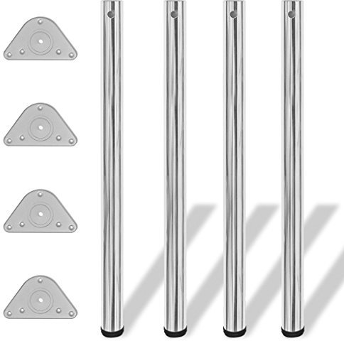 Rantry Tischbeine, 4 Stück, höhenverstellbar, verchromt, 870 mm, Möbel für den Außenbereich für den Garten, Modell 242143