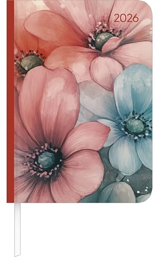 Alpha Edition - Lady Journal Flowers 2026 – Taschenkalender A6 (11×15 cm) mit Monatsübersicht & Notizbereich, stilvoller Terminplaner für Beruf, Schule & Alltag