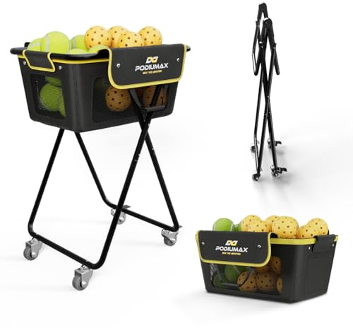 PodiuMax Pickleball Tennis Ball Hopper, Foldable Caddy up to 180 Balls