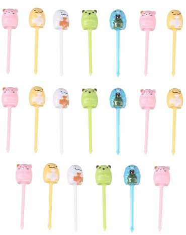 UYRVAPE 20pcs Mini forchette da frutta a forma di cartone animato, stuzzicadenti per bambini, per torte e dolci, mini spiedini, stuzzicadenti, adulti, dessert, frutta, pasticcini, feste per bambini